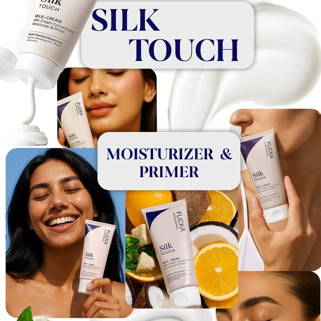 Flicka Silk Touch 3 in 1 Moisturizer and Primer for Face | Long-Lasting, Flawless and Dewy Makeup Base | Pore Minimizer | All Skin Types