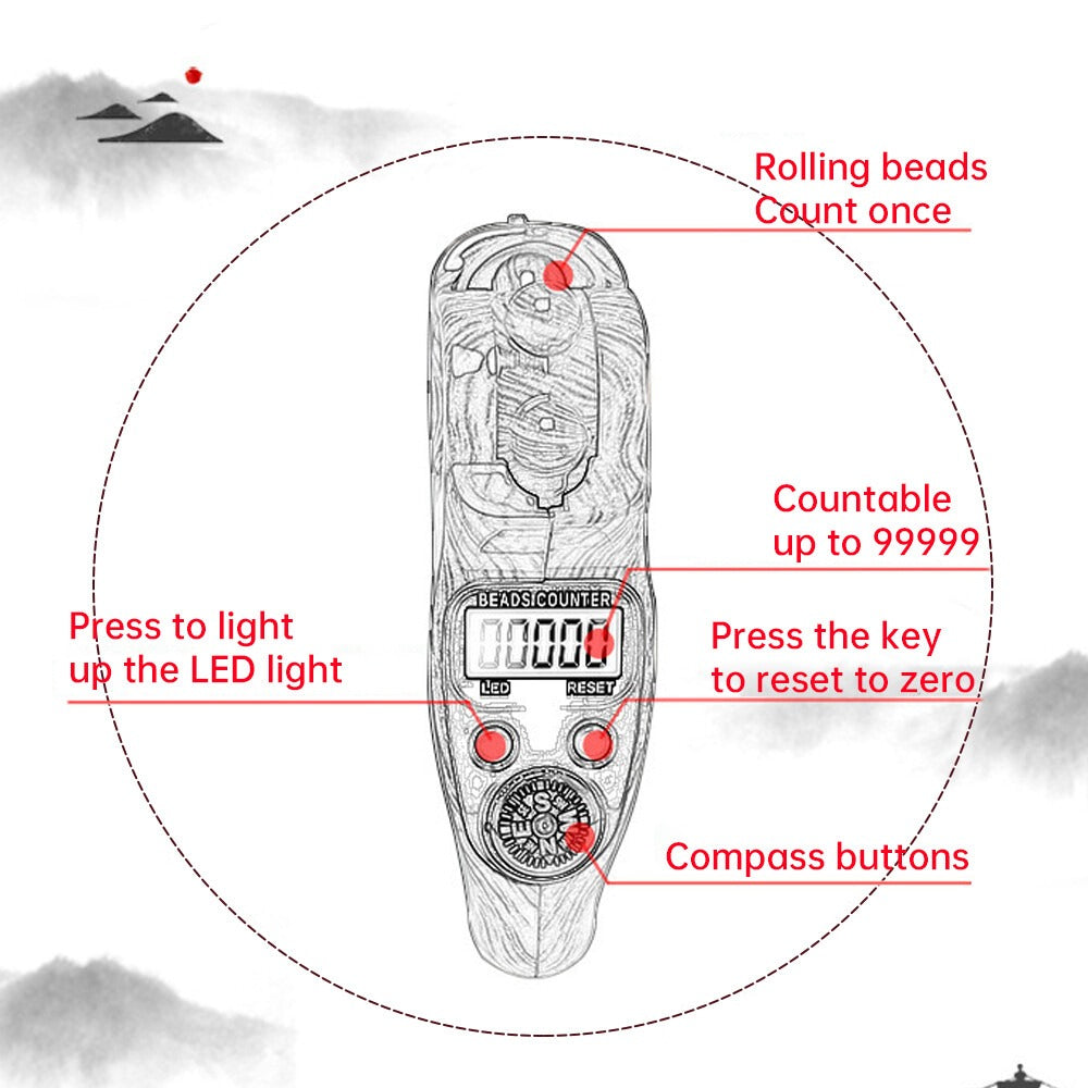 Premium Quality Digital Tasbeeh Counter with LED Display and Compass - Zikr Tasbih Islamic Counter